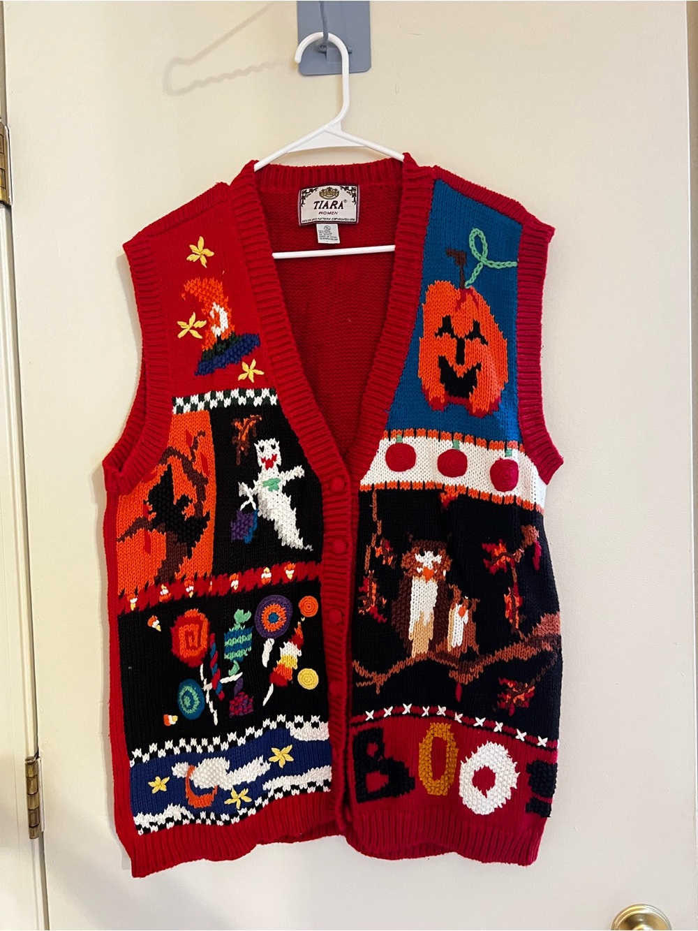 Vintage Tiara Halloween Fall Sweater Vest